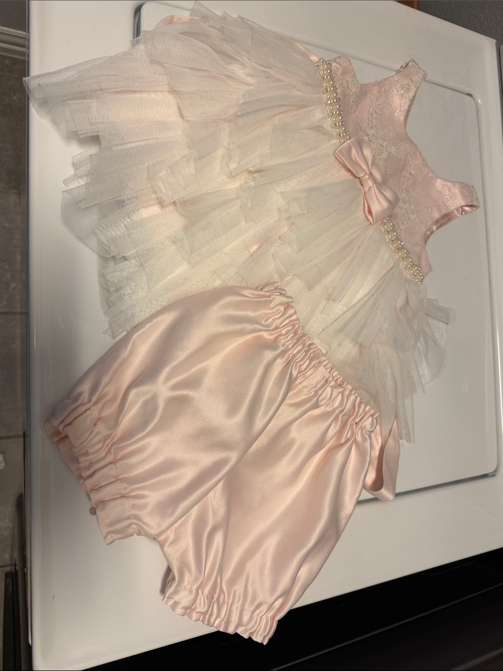 American Princess Pale Pink Floral Embroidered Baby Dress